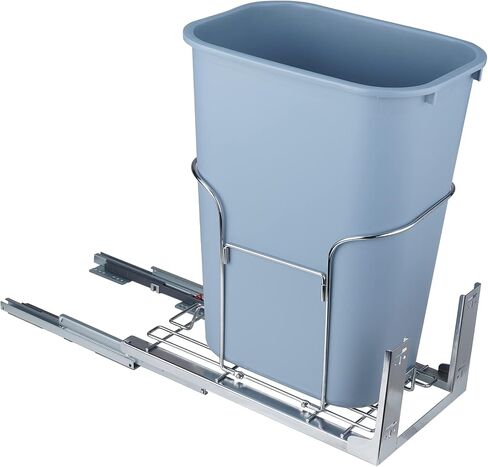 VEVOR Pull-Out Trash Can, 35L Single Bin, Under Mount Kitchen Waste Container with Slide, Handle and Door Mounting Kit, 110 lbs Load Capacity Heavy Duty Garbage Recycling Bin for Kitchen Cabinet, Sink in Saudi Arabia