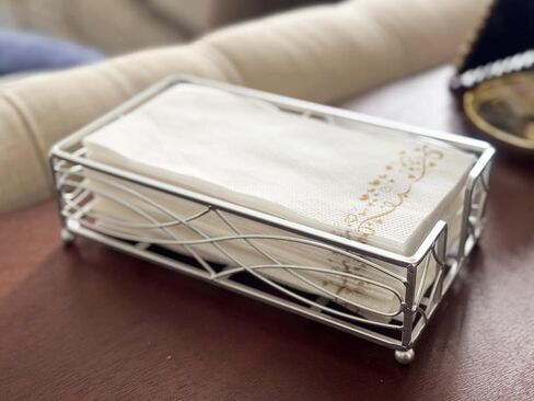 Gold Orchid Blooms Napkin Holder| Exquisite Orchid Flowers & Faux Crystals Design| Vertical Iron Metal Disposable Tissue Paper Towel Tabletop Dispenser Organizer| Bathroom Kitchen Hotel in Saudi Arabia