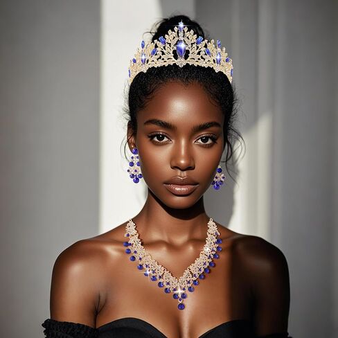 Kamirola Tiaras and Crowns for Women,Tiaras Earrings Necklace, Crystal Bridal Jewelry Set, Costume Party Halloween Prom Pageant Jewelry for Women Girls(TR24) (Purple sets) in Kuwait