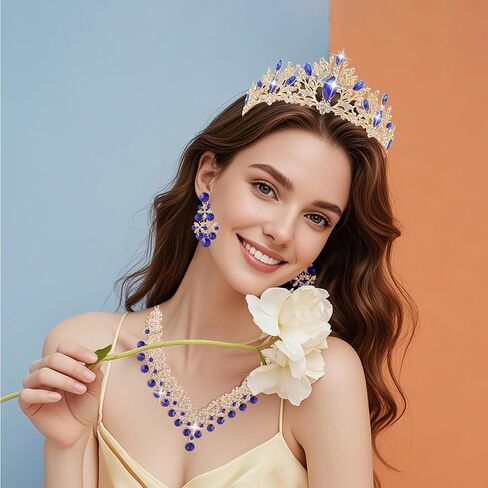 Kamirola Tiaras and Crowns for Women,Tiaras Earrings Necklace, Crystal Bridal Jewelry Set, Costume Party Halloween Prom Pageant Jewelry for Women Girls(TR24) (Purple sets) in Kuwait