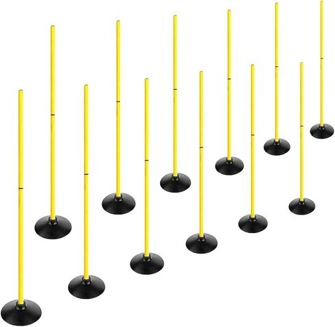 TNZMART 4.9FT مجموعة أقطاب خفة الحركة للتدريب على كرة القدم قابلة للفصل، أقطاب التعرج مع 10 مخاريط قرصية وسلم السرعة in Kuwait
