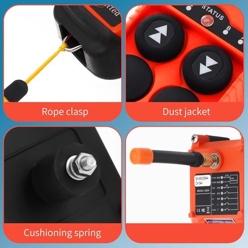 2 Channel Button Industrial Wireless Crane Remote Control 12V 24V Radio Transmitter and Receiver for Electric Chain Hoist Lift Winch Overhead Crane Controller in Saudi Arabia