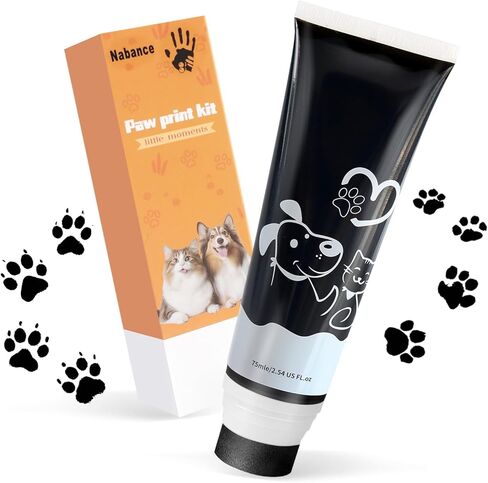 Nabance 2.54 fl oz Silver Pet Paw Print Friendly Ink Paint, Dog Cat Paw Print Safe Ink, Non-Toxic Acid-Free, Safe Gentle for Home Christmas New Year DIY Keepsake Stamp Dog Mom Gifts in Kuwait