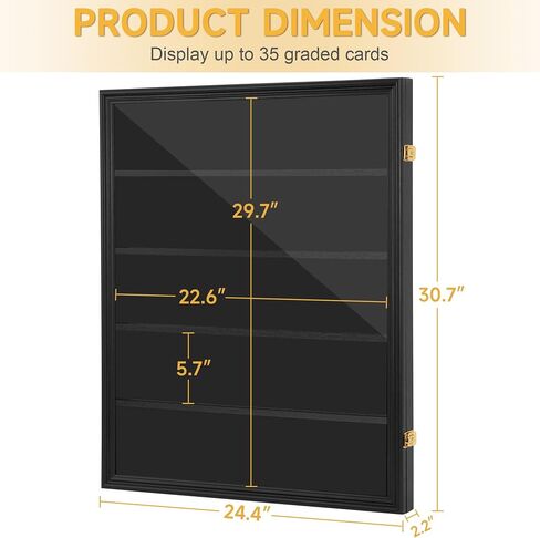 Graded Sports Card Display Case - 36 Baseball Sports Card Display Frame with UV Protection, Clear View Lockable Wall Cabinet for Collectible Trading Card in Saudi Arabia