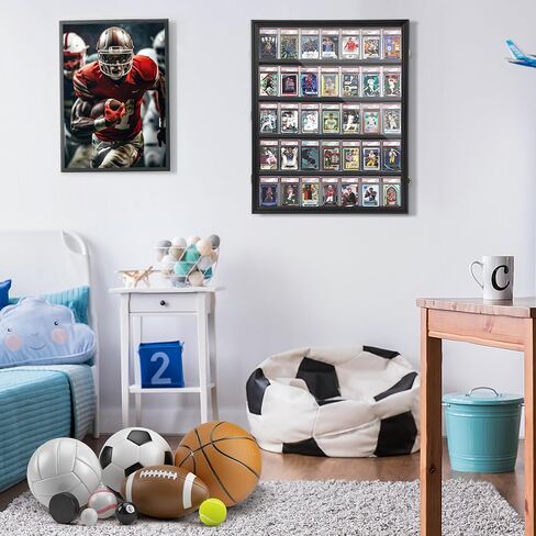 Graded Sports Card Display Case - 36 Baseball Sports Card Display Frame with UV Protection, Clear View Lockable Wall Cabinet for Collectible Trading Card in Saudi Arabia