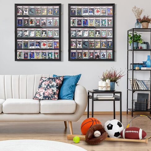 Graded Sports Card Display Case - 36 Baseball Sports Card Display Frame with UV Protection, Clear View Lockable Wall Cabinet for Collectible Trading Card in Saudi Arabia