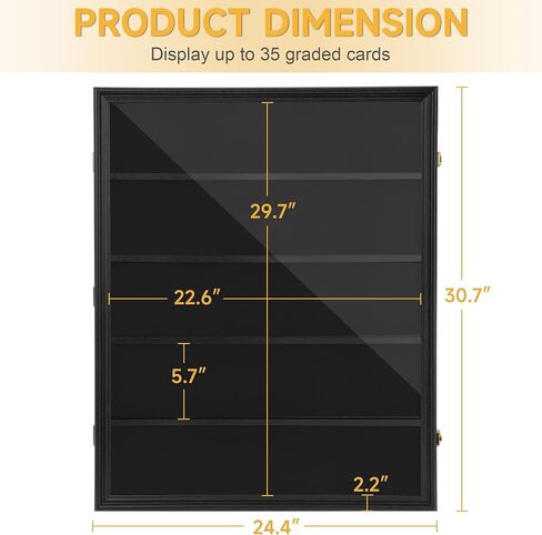 Graded Sports Card Display Case - 36 Baseball Sports Card Display Frame with UV Protection, Clear View Lockable Wall Cabinet for Collectible Trading Card in Saudi Arabia