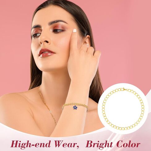 6PCS Charm Bracelet Chain with Lobster Clasps, Gold Silver Alloy Bracelet Chains for Jewelry Making, Bracelet Link Chains Bulk for Women Men DIY Jewelry, Crafts, Daily Use in Kuwait