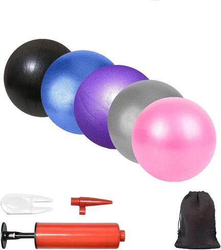 3Pcs Mini Pilates Exercise Yoga Ball, 6 Inch Small Inflatable Exercise Yoga Ball,Core Training and Physical Therapy Equipment, with Pump(Purple/Blue/Pink) in Saudi Arabia