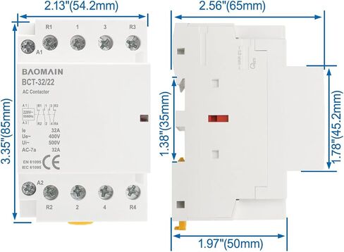 Baomain AC Contactor 63A 4 Pole 2 NO 2 NC Universal Circuit Control 35mm DIN Rail Mount CE Listed BCT-63/22 (AC 220V) in Saudi Arabia