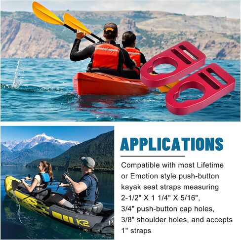 Strap Replacement Buckle Clip Aluminum Seat Clips Replaces Spare Parts Repair Kit Fit for Lifetime Emotion Style Button Type Seat Straps Repair Clip Compatible with Kayak Seats 2PCS in Saudi Arabia