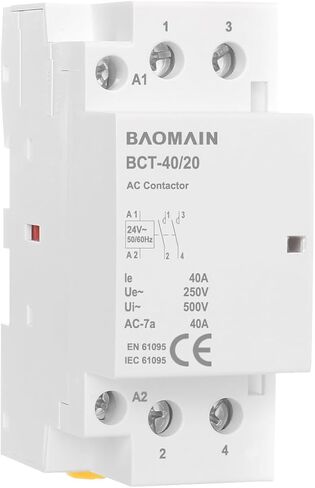 Baomain AC Contactor 16A 2 Pole Normally Open Universal Circuit Control 35mm DIN Rail Mount CE Listed 2NO BCT-16/20 (AC 24V) in Saudi Arabia