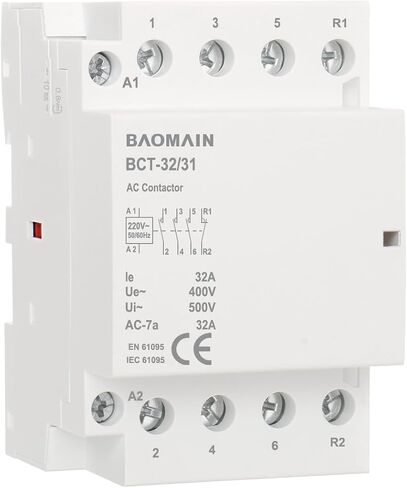 Baomain AC Contactor 63A 4 Pole 3 NO 1 NC Universal Circuit Control 35mm DIN Rail Mount CE Listed BCT-63/31 (220VAC) in Saudi Arabia