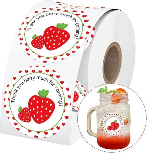 Strawberry Thank You Sticker Labels 1.5 Inch Thank You Berry Much for Coming Stickers - Sweet Strawberry Themed Birthday Party Favors Thank You Sticker Labels 250 Pcs in Kuwait