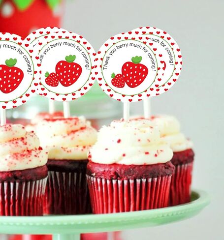 Strawberry Thank You Sticker Labels 1.5 Inch Thank You Berry Much for Coming Stickers - Sweet Strawberry Themed Birthday Party Favors Thank You Sticker Labels 250 Pcs in Kuwait