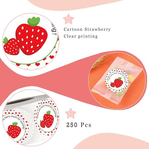 Strawberry Thank You Sticker Labels 1.5 Inch Thank You Berry Much for Coming Stickers - Sweet Strawberry Themed Birthday Party Favors Thank You Sticker Labels 250 Pcs in Kuwait