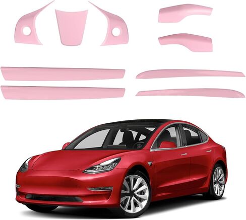 Steering Lever Cover and Steering Wheel Trim Compatible with 2019-2024 Tesla Model Y 2021-2023 Model 3 Carbon Fiber Style Steering Wheel Cover for Model Y Model 3 Accessories in Saudi Arabia