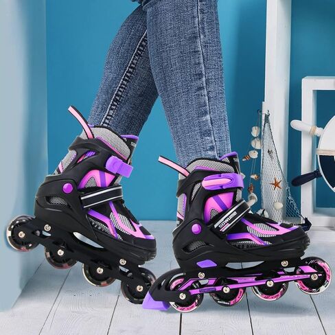 Sowume زلاجات مضمنة قابلة للتعديل للفتيات والفتيان، زلاجات دوارة مع جميع العجلات المضيئة، Patines para Mujer للأطفال والكبار والرجال والنساء in Kuwait