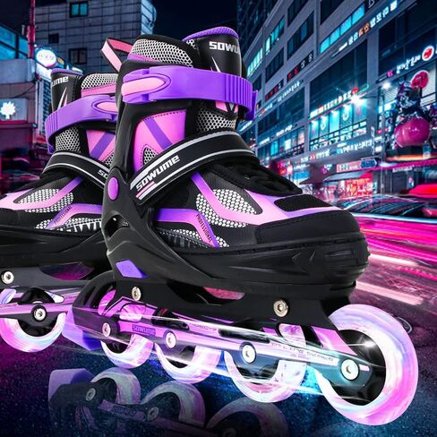 Sowume زلاجات مضمنة قابلة للتعديل للفتيات والفتيان، زلاجات دوارة مع جميع العجلات المضيئة، Patines para Mujer للأطفال والكبار والرجال والنساء in Kuwait