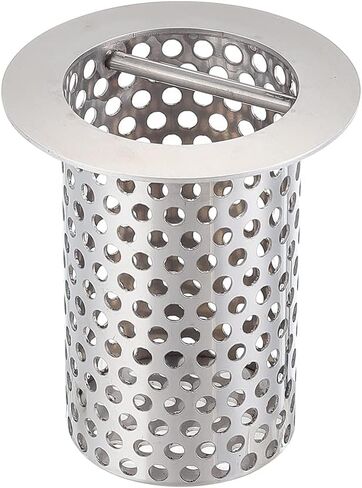 3" Commercial Floor Drain Strainer, 6'' High, Thick Perforated Stainless Steel and Finely Polished Drain Basket in Saudi Arabia