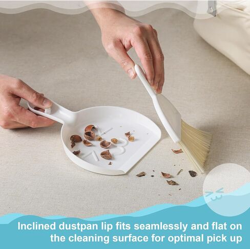 Broom with Dustpan Combo Set, 2 in 1 Broom and Dustpan Set with Long Handle, Upright 180° Rotating Broom with Brush and Lightwight Dust Pans for Home Kitchen Room Office Lobby Floor Cleaning，White in Saudi Arabia