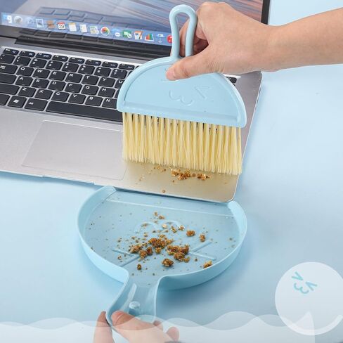 Broom with Dustpan Combo Set, 2 in 1 Broom and Dustpan Set with Long Handle, Upright 180° Rotating Broom with Brush and Lightwight Dust Pans for Home Kitchen Room Office Lobby Floor Cleaning，White in Saudi Arabia