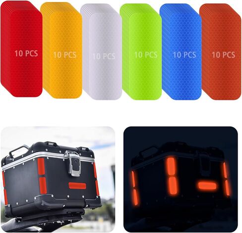 60pcs Reflective Stickers,Reflective Tape Outdoor Waterproof Reflective Strips,Safety Warning Reflective Stickers for Motorcycles, Trailer,Bike, Helmet,Mailbox,Clothing(1.2×3.2", 2×2") in Saudi Arabia