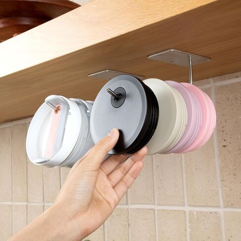 ELYPRO - Tumbler Lid Organizer, Under-Cabinet Cup Lid Holder for Stanley, Yeti, Hydro Flask, Self-Adhesive Under-Cabinet Mount, Kitchen Cabinets and Countertops Organization, Steel (Drink Lids) in Saudi Arabia