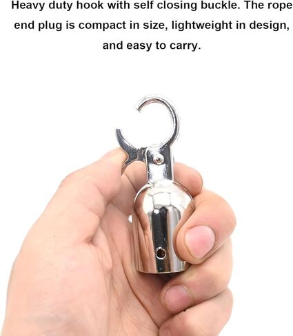 VIKKSAER Rope End Snap Hook, Rope End Cap Cord End Cap Rope End Connector Snap Hook Stanchion Rope Hooks, Rope End Cap with Hook Snap Rope Fittings Hooks (Golden,12) in Kuwait