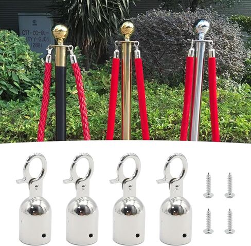 VIKKSAER Rope End Snap Hook, Rope End Cap Cord End Cap Rope End Connector Snap Hook Stanchion Rope Hooks, Rope End Cap with Hook Snap Rope Fittings Hooks (Golden,12) in Kuwait