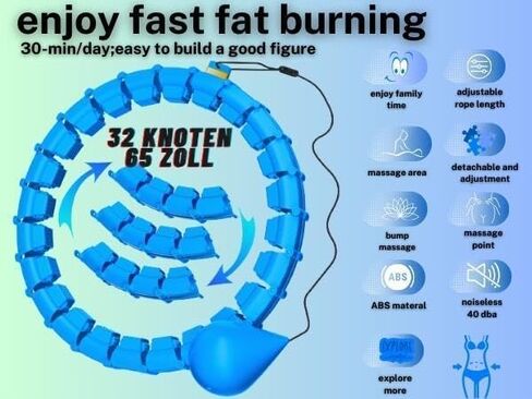 65 بوصة 32 عقدة بالإضافة إلى حجم هادئ مرجح هولا إنفينيتي للياقة البدنية قابل للفصل الأطواق الذكية الصامتة إنفينيتي هولا للنساء 2 في 1 الخصر وتمرين البطن in Kuwait