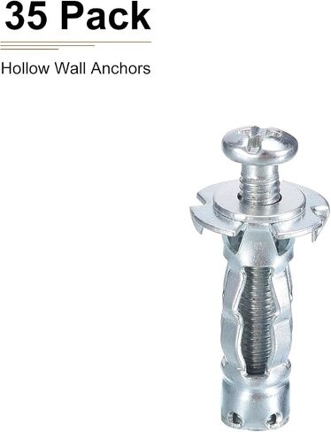 M4x21mm Hollow Wall Anchors - 15 Pack - Good for Hollow Wall Plaster Walls - Carbon Steel Hollow Drywall Anchors Screws, Silver in Saudi Arabia