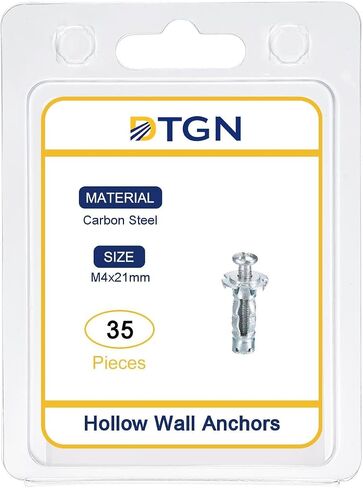 M4x21mm Hollow Wall Anchors - 15 Pack - Good for Hollow Wall Plaster Walls - Carbon Steel Hollow Drywall Anchors Screws, Silver in Saudi Arabia