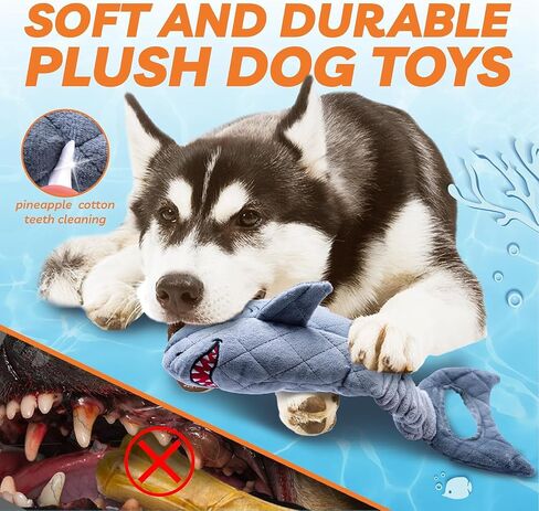 LEGEND SANDY Tough Dog Toys, Stuffed Chew Large Dog Toys to Keep Them Busy, Interactive Squeaky Tug of War Doggie Toy, Crinkle Blue Octopus in Kuwait
