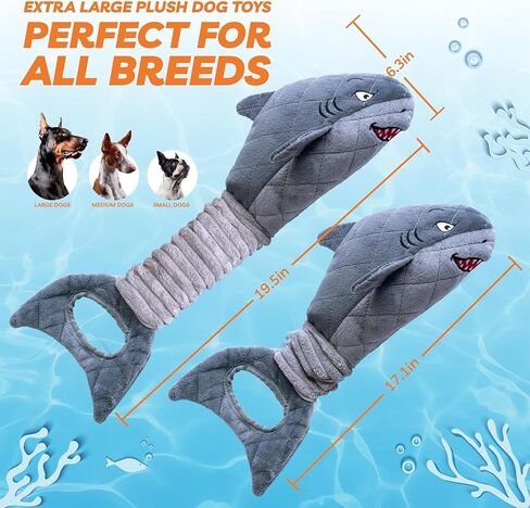 LEGEND SANDY Tough Dog Toys, Stuffed Chew Large Dog Toys to Keep Them Busy, Interactive Squeaky Tug of War Doggie Toy, Crinkle Blue Octopus in Kuwait