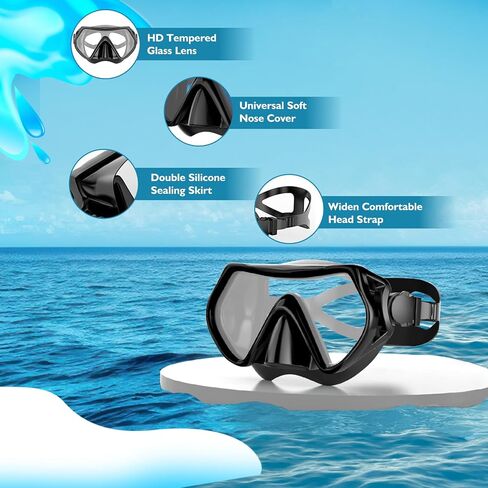 Diving Mask, Snorkeling Gear for Adults, Anti-Fog Scuba Diving Goggles, Snorkel Mask, Snorkeling Gear, Swim Goggles with Nose Cover for Adult Youth(2 Pack) in Saudi Arabia
