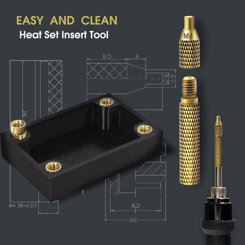 Threaded Insert Heat Insert with Insert Tip,Heat Set Insert for Plastic Parts and 3D Printing Components Assortment Kit, (M3xD5xL4) in Saudi Arabia