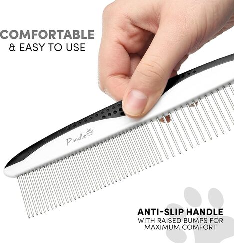 Poodle Pet Dog Combs for Grooming | 2 حزمة | أسنان الفولاذ المقاوم للصدأ إزالة الأوساخ بسهولة | الرعاية المناسبة تمنع العقدة والحصير للحيوانات الأليفة ذات الشعر الطويل والقصير | مقبض قبضة الراحة المضادة للانزلاق (أرجواني) in Kuwait