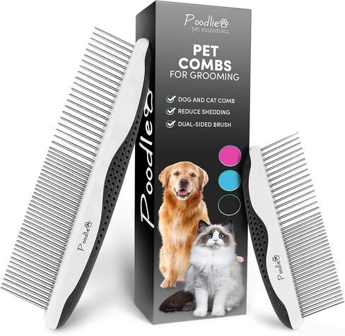 Poodle Pet Dog Combs for Grooming | 2 حزمة | أسنان الفولاذ المقاوم للصدأ إزالة الأوساخ بسهولة | الرعاية المناسبة تمنع العقدة والحصير للحيوانات الأليفة ذات الشعر الطويل والقصير | مقبض قبضة الراحة المضادة للانزلاق (أرجواني) in Kuwait