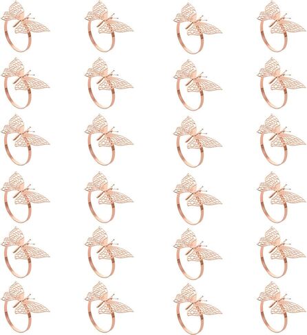 24 Pcs Napkin Rings Metal Napkin Buckles Butterfly Napkin Rings Serviette Napkin Stand Holder for Weddings Dinner Party Table, Gold in Kuwait
