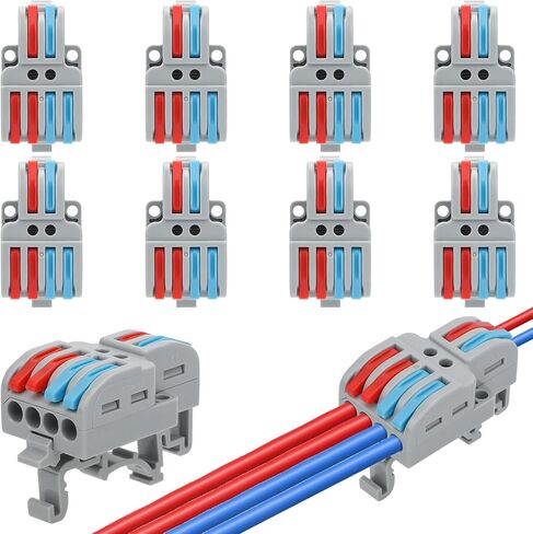 Linkstyle 10PCS DIN Rail Terminal Blocks, AWG24-12 Quick Wiring Cable Connector Lever Wire Connectors Kit (2 in 6 Out) in Saudi Arabia
