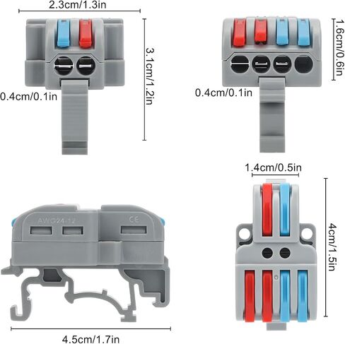 Linkstyle 10PCS DIN Rail Terminal Blocks, AWG24-12 Quick Wiring Cable Connector Lever Wire Connectors Kit (2 in 6 Out) in Saudi Arabia
