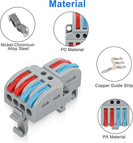 Linkstyle 10PCS DIN Rail Terminal Blocks, AWG24-12 Quick Wiring Cable Connector Lever Wire Connectors Kit (2 in 6 Out) in Saudi Arabia