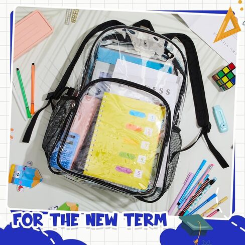 12 Pcs Clear Backpack Heavy Duty Clear Bookbags Clear Backpack Stadium Approved 17 Transparent See Through Backpacks for Stadium, Concert, Sports, Work, School, Security in Kuwait