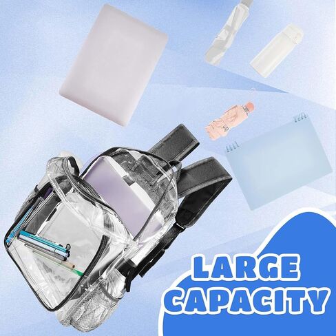 12 Pcs Clear Backpack Heavy Duty Clear Bookbags Clear Backpack Stadium Approved 17 Transparent See Through Backpacks for Stadium, Concert, Sports, Work, School, Security in Kuwait