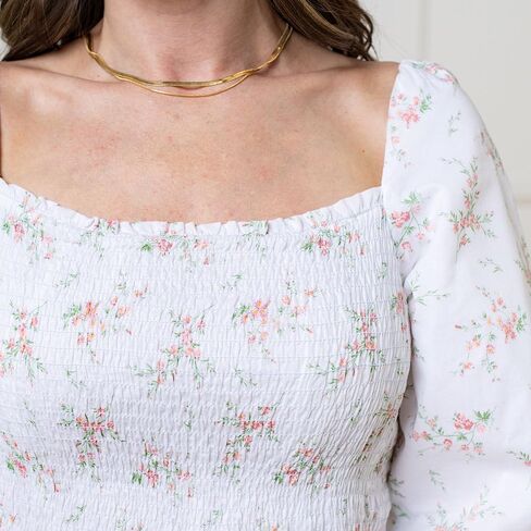 فستان Hope & Henry النسائي من القطن العضوي ذو الأكمام الفقاعية in Kuwait