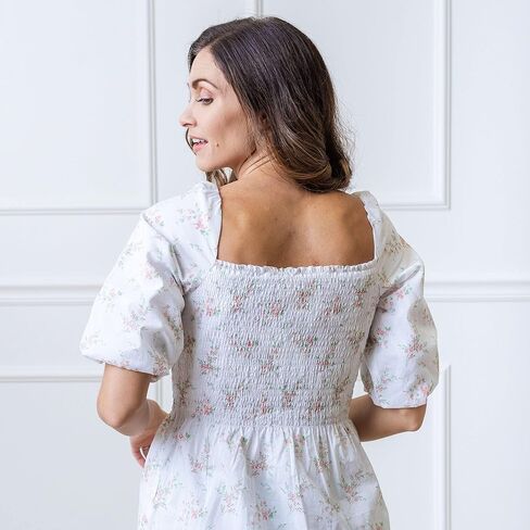 فستان Hope & Henry النسائي من القطن العضوي ذو الأكمام الفقاعية in Kuwait