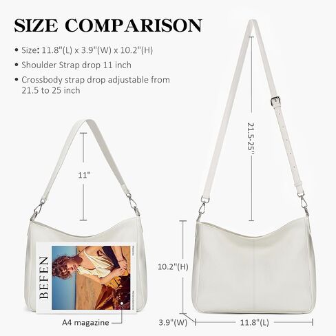 befen Genuine Leather Hobo Bags Purses for Women, Women's Shoulder bag Handbags Crossbody Bag with 2 Shoulder Straps in Kuwait