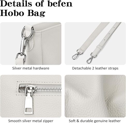 befen Genuine Leather Hobo Bags Purses for Women, Women's Shoulder bag Handbags Crossbody Bag with 2 Shoulder Straps in Kuwait