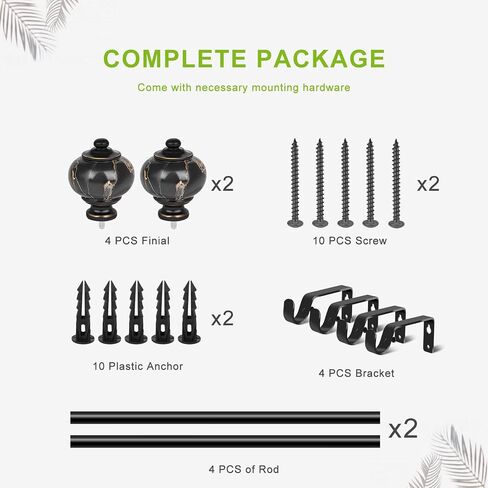 2 pack curtain rod 28-48 inch,3/4 inch Decorative,Bronze Marbled Finial in Saudi Arabia